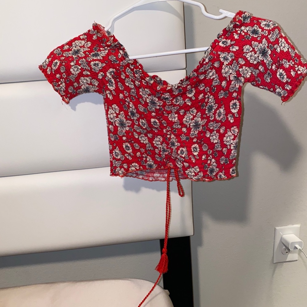 Red off or on the shoulder top